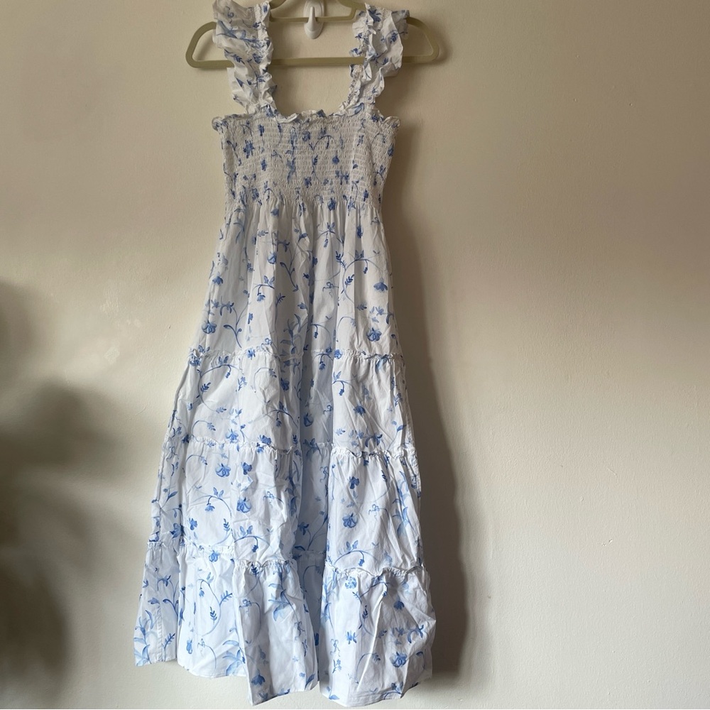 Hill House White Ellie Nap Dress Blue Botanica Smock Floral grad bump friendly - Picture 14 of 16